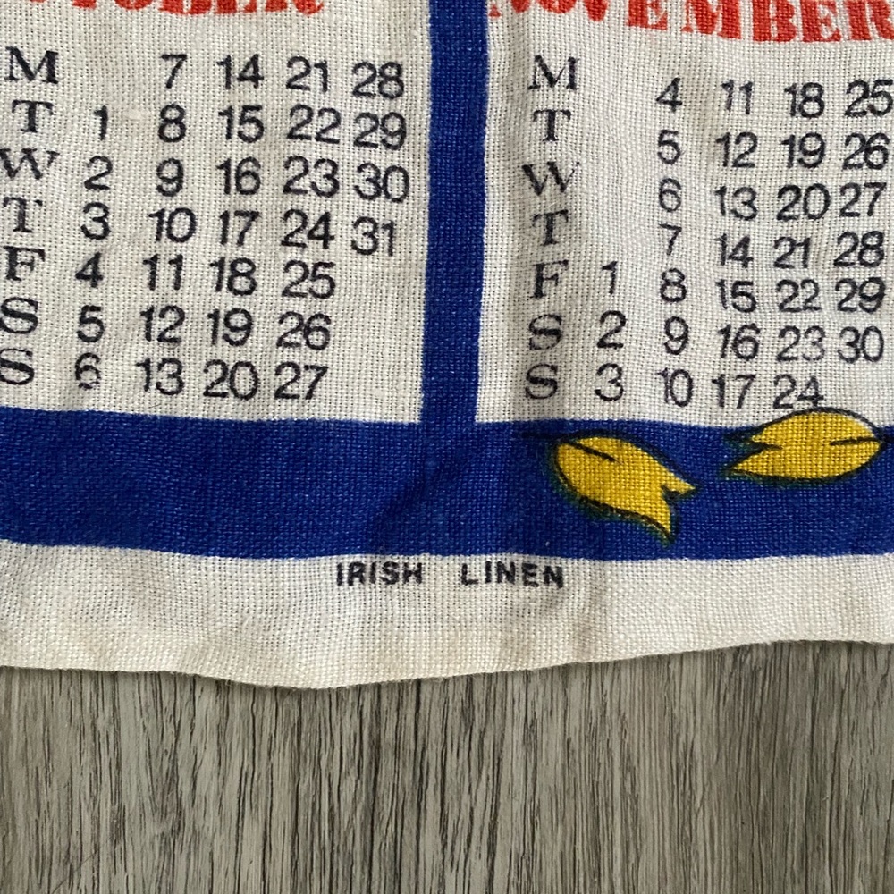 Vintage 1974 Quaker Oats Irish Linen Calendar - Picture 3 of 3